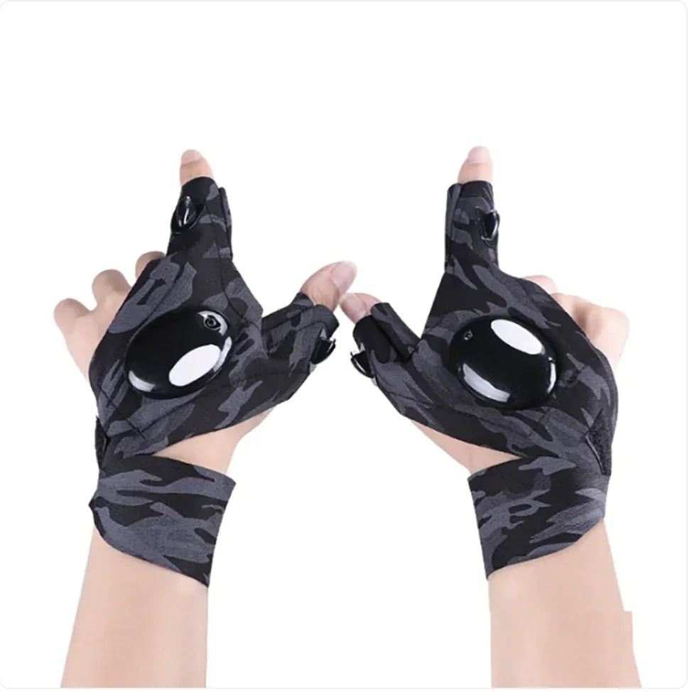 Torch Touch LED Lighted Half-Finger Gloves